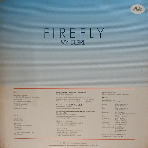 Firefly - My Desire | Mr. Disc Organization (MDO 58701) - 2 Firefly - My Desire | Mr. Disc Organization (MDO 58701) - 2