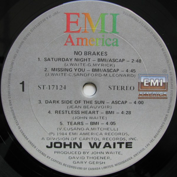 John Waite - No Brakes | EMI America (ST-17124) - 3