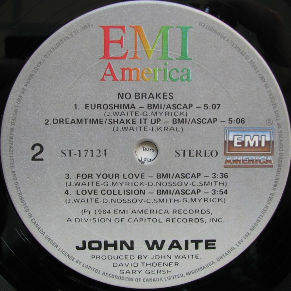 John Waite - No Brakes | EMI America (ST-17124) - 4