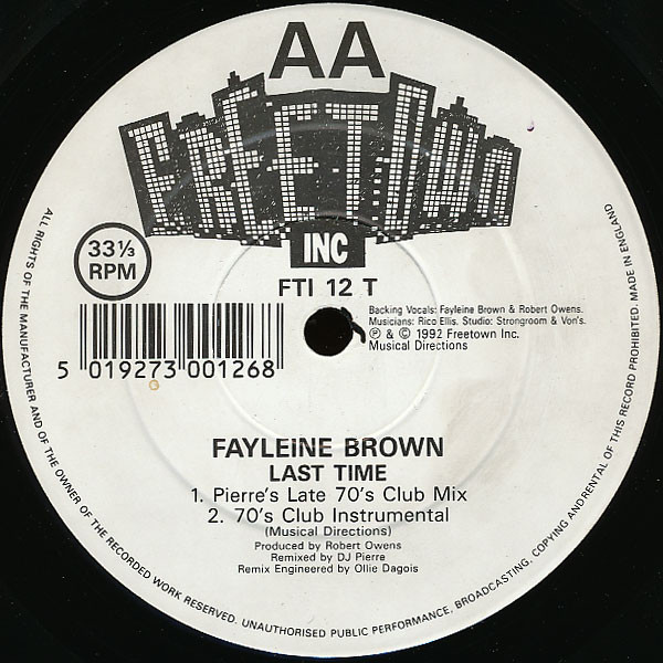 Robert Owens Presents Fayleine Brown - Last Time | Freetown Inc (FTI 12 T) - 4 Robert Owens Presents Fayleine Brown - Last Time | Freetown Inc (FTI 12 T) - 4