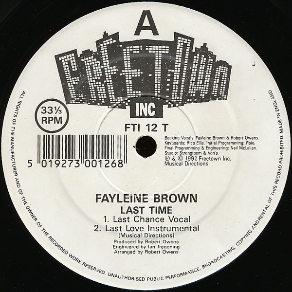 Robert Owens Presents Fayleine Brown - Last Time | Freetown Inc (FTI 12 T) - 3 Robert Owens Presents Fayleine Brown - Last Time | Freetown Inc (FTI 12 T) - 3