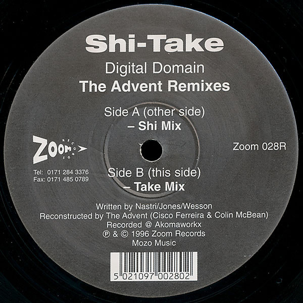Shi-Take - Digital Domain (The Advent Remixes) | Zoom Records (ZOOM 028R) - main