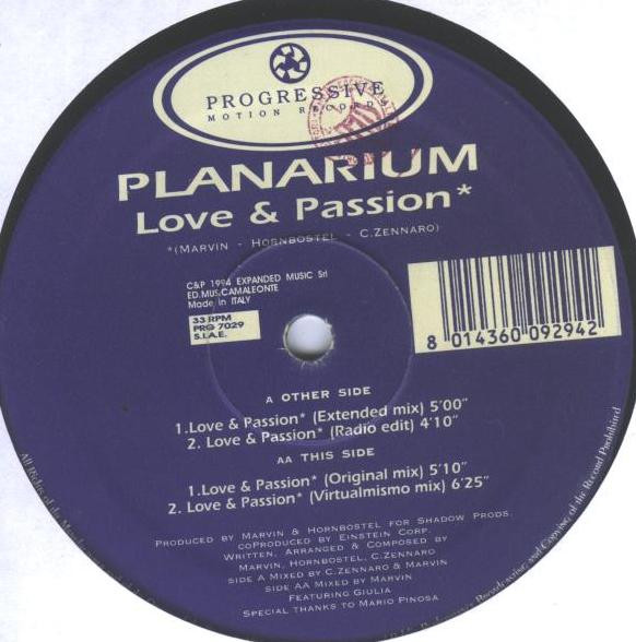 Planarium - Love & Passion | PRG (Progressive Motion Records) (PRG 7029) - main