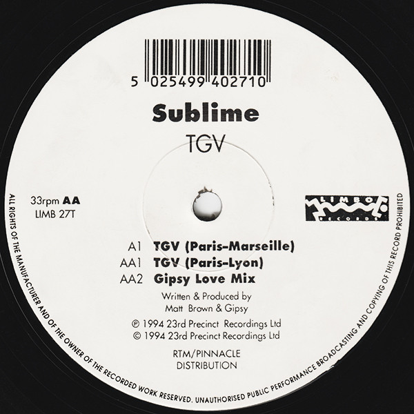 Sublime - TGV | Limbo Records (LIMB 27T) - main Sublime - TGV | Limbo Records (LIMB 27T) - main