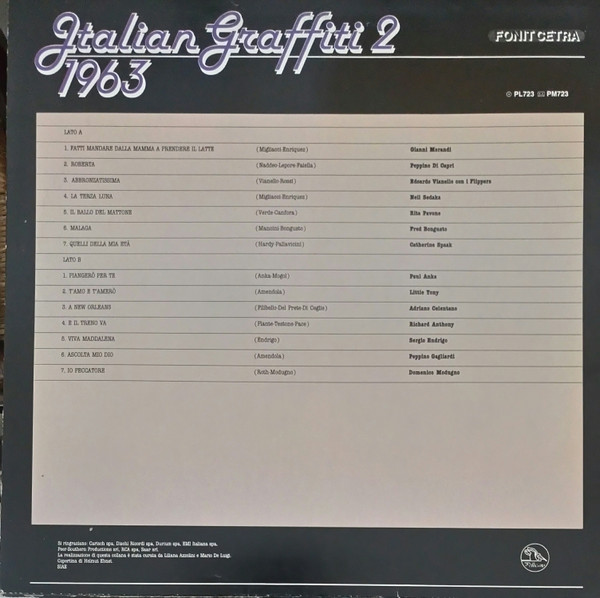 Various - Italian Graffiti 2 1963 | Fonit Cetra (PL 723) - 2