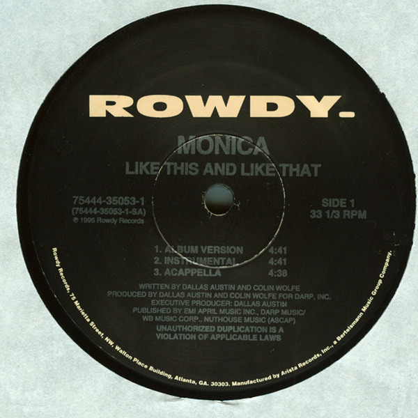 Monica - Like This And Like That | Rowdy Records (75444-35053-1) - 3