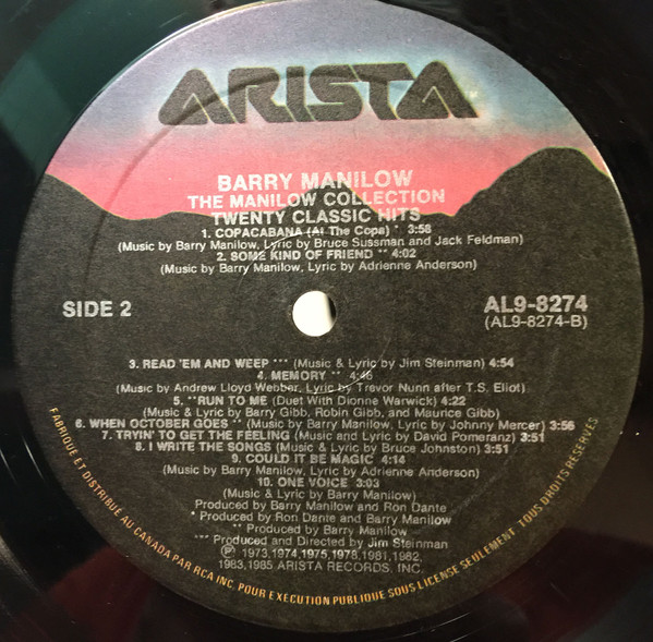 Barry Manilow - The Manilow Collection Twenty Classic Hits | Arista (AL9-8274) - 4 Barry Manilow - The Manilow Collection Twenty Classic Hits | Arista (AL9-8274) - 4