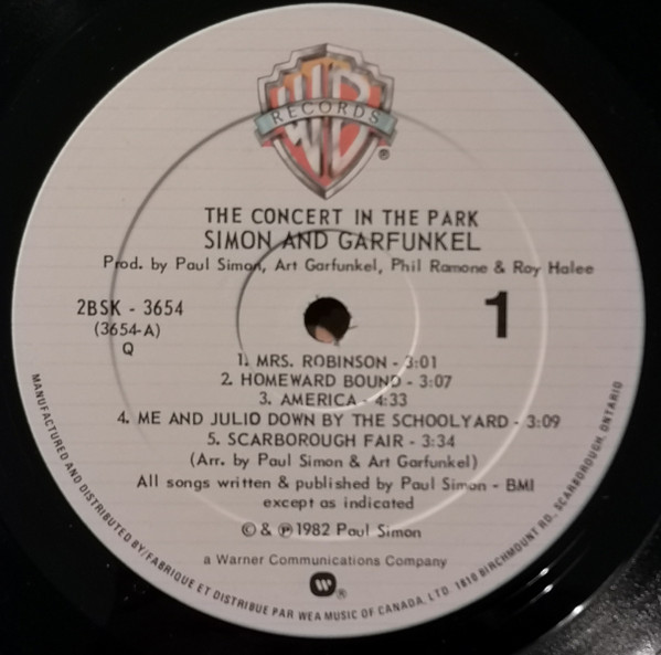 Simon & Garfunkel - The Concert In Central Park | Warner Bros. Records (2BSK 3654) - 3
