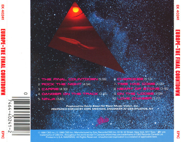Europe - The Final Countdown | Epic (EK 40241) - 2