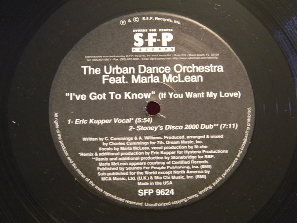 The Urban Dance Orchestra  &  Marla McLean - I've Got To Know (If You Want My Love) | SFP Records (SFP 9624) - 2
