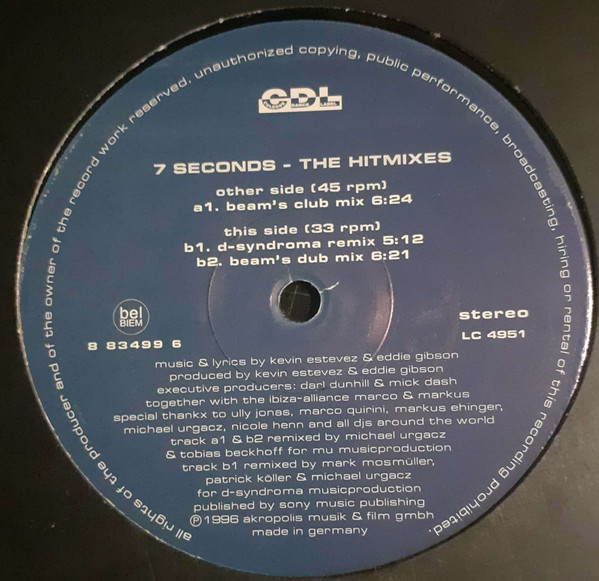 Nomansland - 7 Seconds (The Hitmixes) | EMI Electrola (7243 8 83499 6 3) - 2