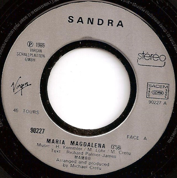 Sandra - (I'll Never Be) Maria Magdalena | Virgin (90227) - 3