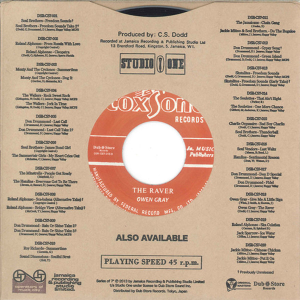 Owen Gray - Give Me A Little Sign / The Raver | Coxsone Records (none) - 2