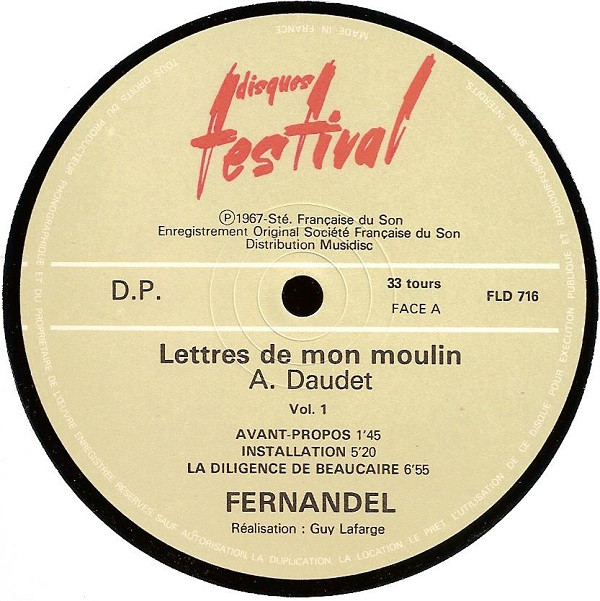 Alphonse Daudet , Fernandel - Lettres De Mon Moulin / 1 | Disques Festival (FLD 716) - 3 Alphonse Daudet , Fernandel - Lettres De Mon Moulin / 1 | Disques Festival (FLD 716) - 3