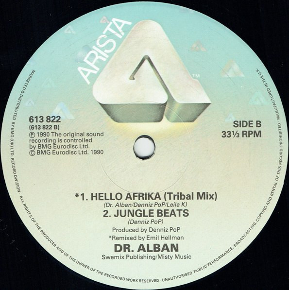 Dr. Alban Featuring Leila K. - Hello Afrika | Arista (613 822) - 4 Dr. Alban Featuring Leila K. - Hello Afrika | Arista (613 822) - 4