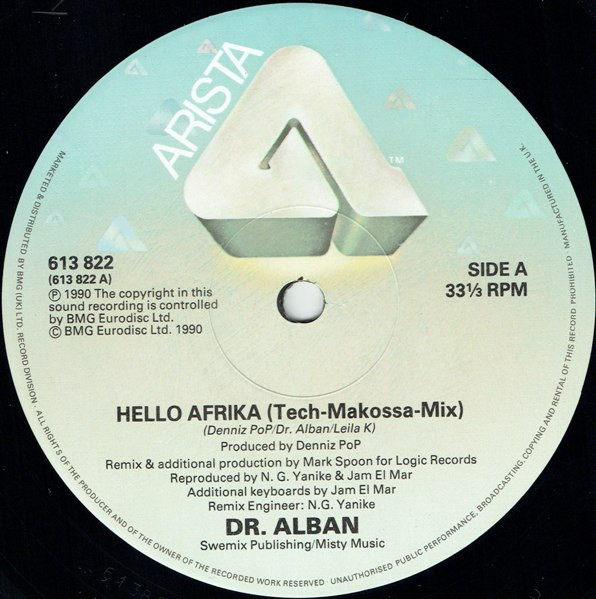 Dr. Alban Featuring Leila K. - Hello Afrika | Arista (613 822) - 3 Dr. Alban Featuring Leila K. - Hello Afrika | Arista (613 822) - 3