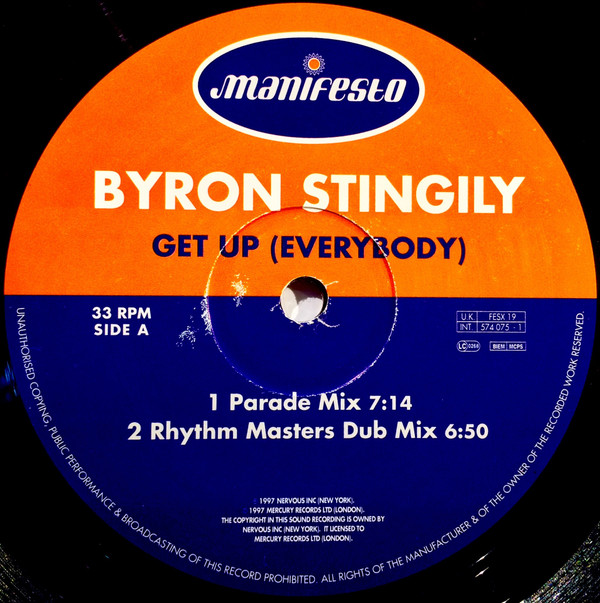 Byron Stingily - Get Up (Everybody) | Manifesto (FESX 19) - 3