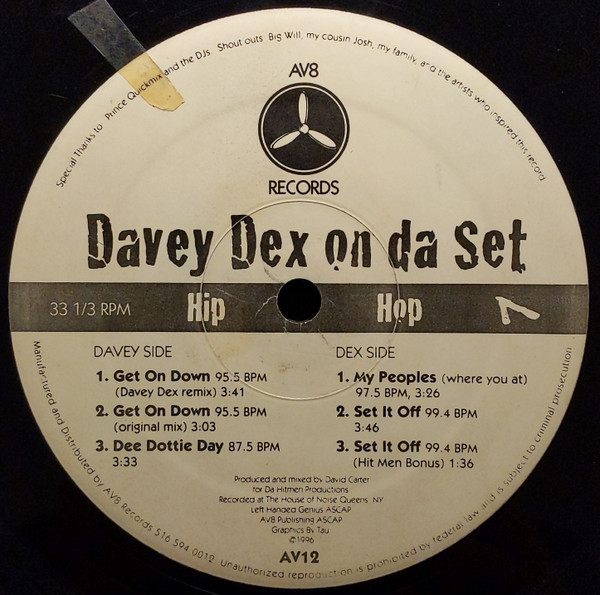 Davey Dex - Davey Dex On Da Set | AV8 Records (AV12)
