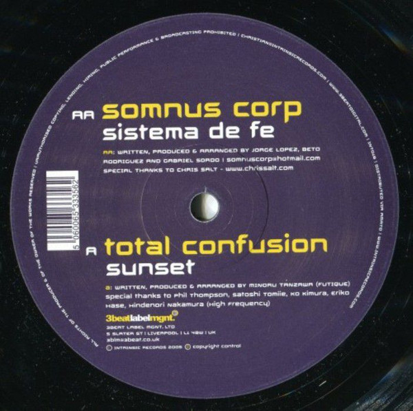 Total Confusion / Somnus Corp - Sunset / Sistema De Fe | Intrinsic Records (INT 018) - main