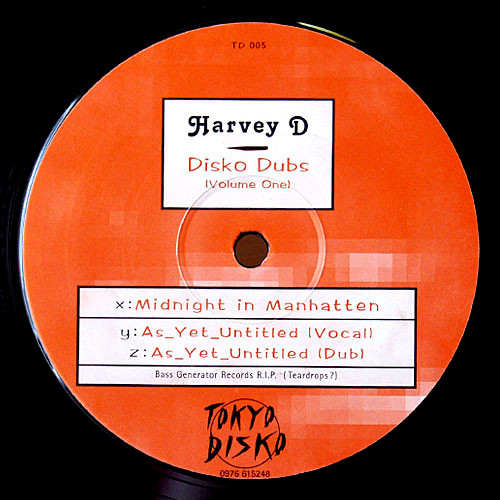 Harvey D - Disko Dubs (Volume One) | Tokyo Disko Records (TD 005) - main