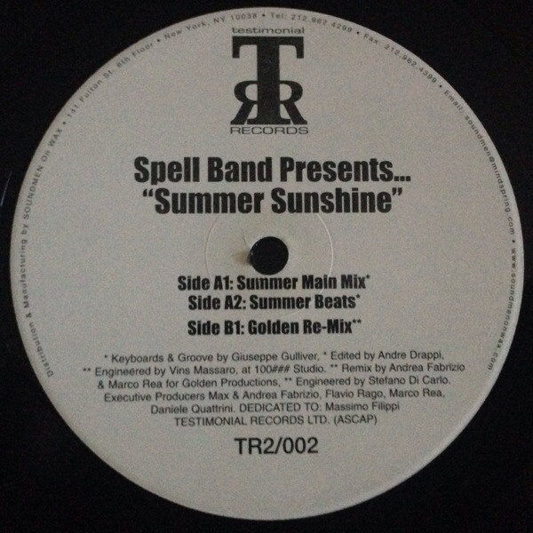 Spell Band - Summer Sunshine | Testimonial Records (TR2/002) - main