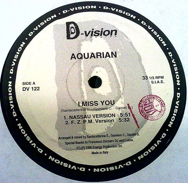 Aquarian - I Miss You | D:vision Records (DV 122) - main