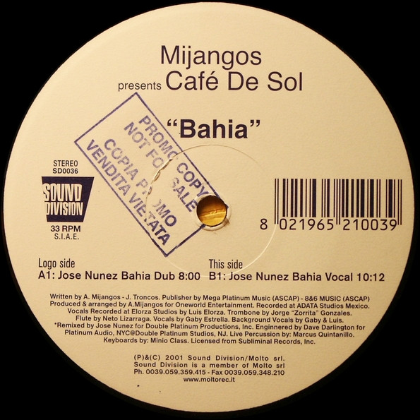 Mijangos Presents Café De Sol - Bahia | Sound Division (SD0036) - 3