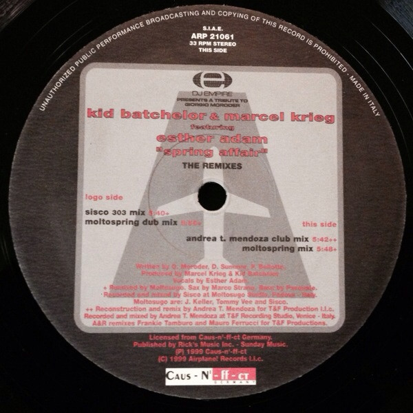 Kid Batchelor  &  Marcel Krieg  &  Esther Adam - Spring Affair - The Remixes | Airplane! Records (ARP 21061) - 2