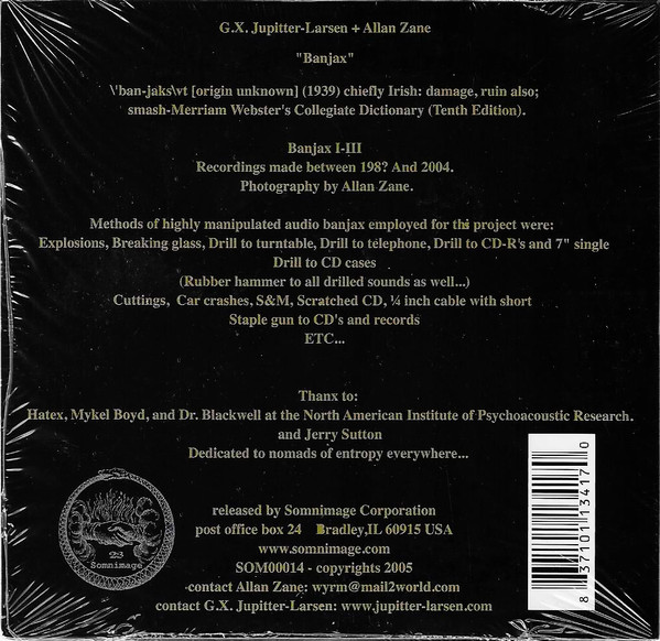 GX Jupitter-Larsen + Allan Zane - Banjax | Somnimage (SOM00014) - 2