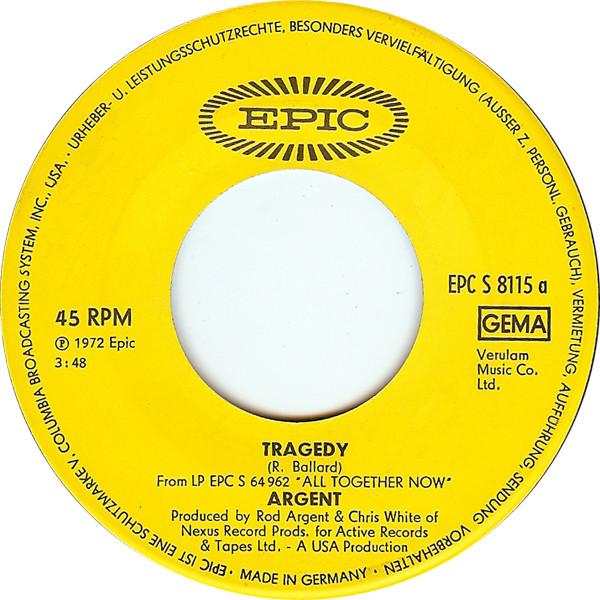 Argent - Tragedy | Epic (EPC S 8115) - 3
