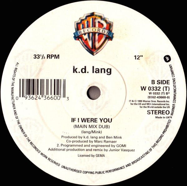 k.d. lang - You're OK | Warner Bros. Records (W0332T) - 4