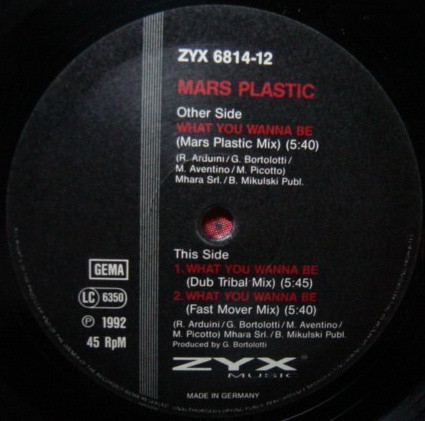 Mars Plastic - What You Wanna Be | ZYX Music (ZYX 6814-12) - 3