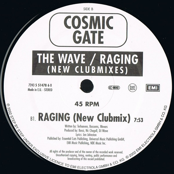 Cosmic Gate - The Wave / Raging (New Clubmixes) | EMI Electrola (7243 5 51478 6 8) - 4
