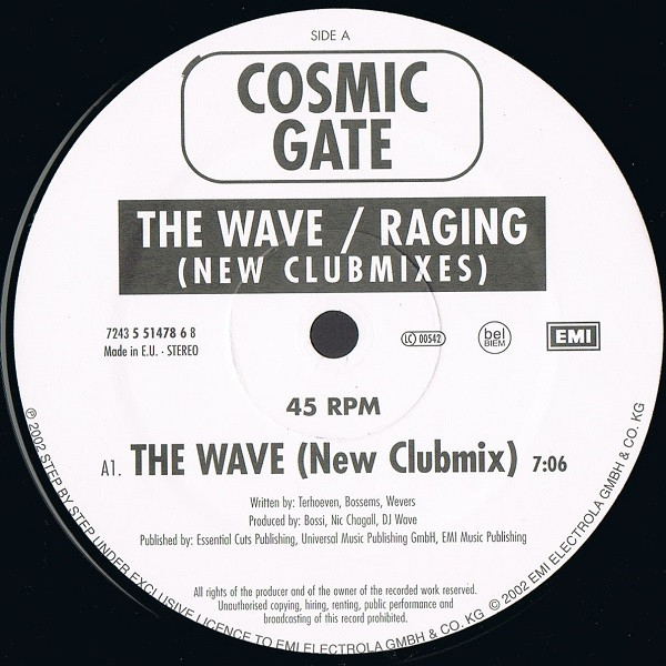 Cosmic Gate - The Wave / Raging (New Clubmixes) | EMI Electrola (7243 5 51478 6 8) - 3