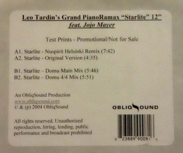 Leo Tardin's Grand PianoRamax Feat. Jojo Mayer - Starlite | ObliqSound (OS 008) - 2 Leo Tardin's Grand PianoRamax Feat. Jojo Mayer - Starlite | ObliqSound (OS 008) - 2