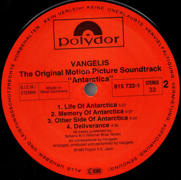 Vangelis - Antarctica (Music From Koreyoshi Kurahara's Film) = 南極物語 | Polydor (815 732-1) - 4