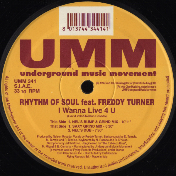 Rhythm Of Soul Feat. Freddy Turner - I Wanna Live 4 U | UMM (UMM 341) - main