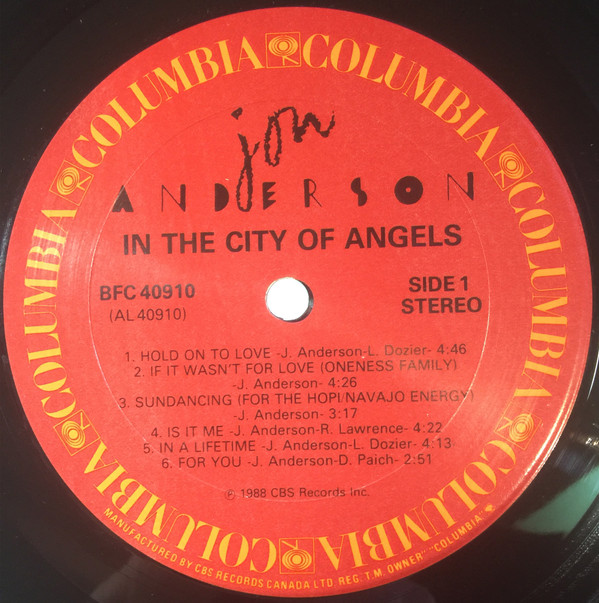 Jon Anderson - In The City Of Angels [Vinyl] | Columbia (BFC 40910) - 3