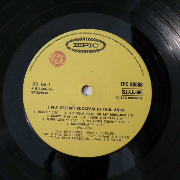 Paul Anka - I Più Celebri Successi Di Paul Anka | EPIC (EPC 80666) - 3 Paul Anka - I Più Celebri Successi Di Paul Anka | EPIC (EPC 80666) - 3