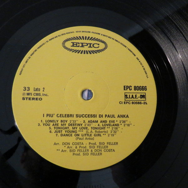 Paul Anka - I Più Celebri Successi Di Paul Anka | EPIC (EPC 80666) - 4 Paul Anka - I Più Celebri Successi Di Paul Anka | EPIC (EPC 80666) - 4