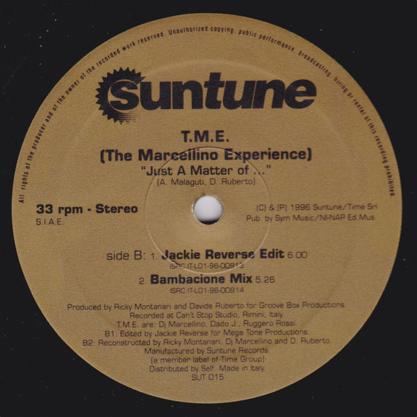 The Marcellino Experience - Just A Matter Of ... | Suntune (SUT 015) - main