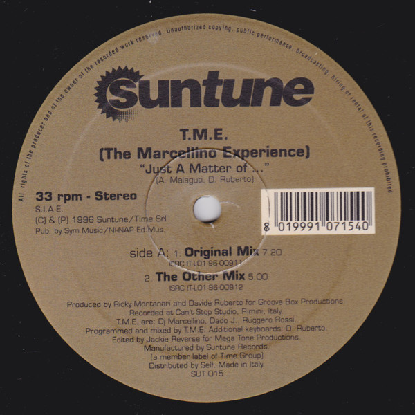 The Marcellino Experience - Just A Matter Of ... | Suntune (SUT 015) - 2