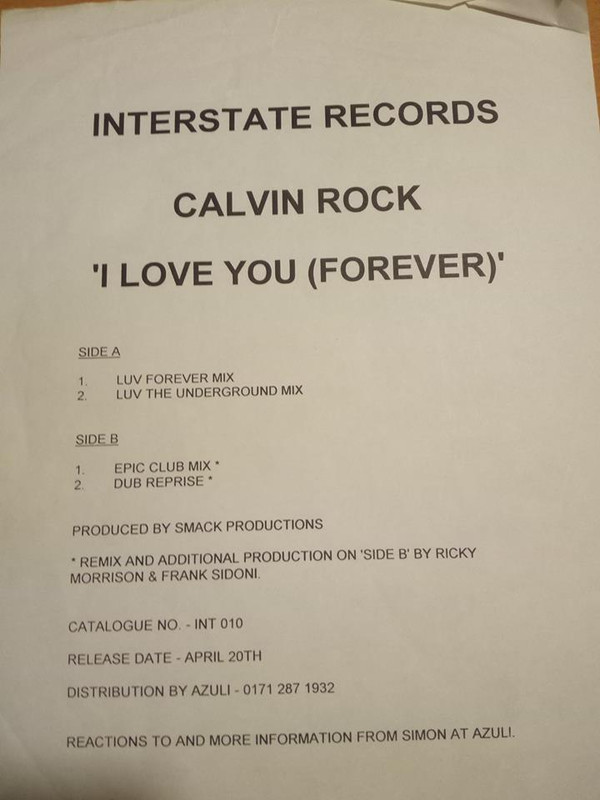 Calvin Rock - I Love You (Forever) | Interstate Records (INT 010)
