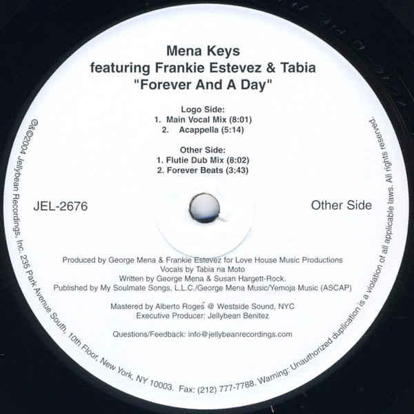 Mena Keys Featuring Franke Estevez & Tabia na Moto - Forever And A Day | Jellybean Soul (JEL-2676) - 2
