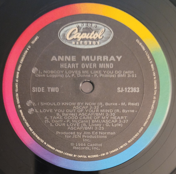 Anne Murray - Heart Over Mind | Capitol Records (SJ-12363) - 4 Anne Murray - Heart Over Mind | Capitol Records (SJ-12363) - 4