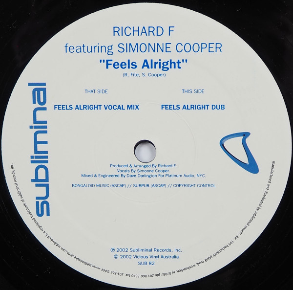 Richard F. Featuring Simonne Cooper - Feels Alright | Subliminal (SUB 82) - 3