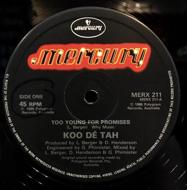 Koo Dé Tah - Too Young For Promises | Mercury (MERX 211) - 3 Koo Dé Tah - Too Young For Promises | Mercury (MERX 211) - 3