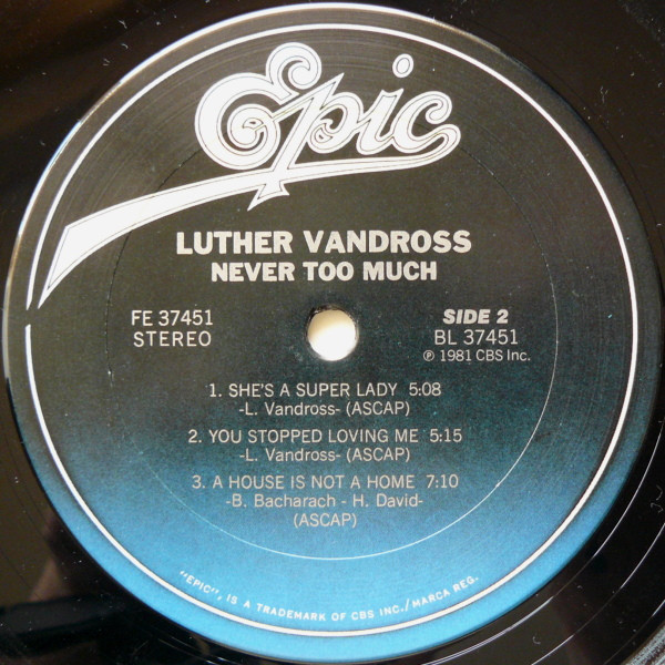 Luther Vandross - Never Too Much | Epic (FE 37451) - 4 Luther Vandross - Never Too Much | Epic (FE 37451) - 4