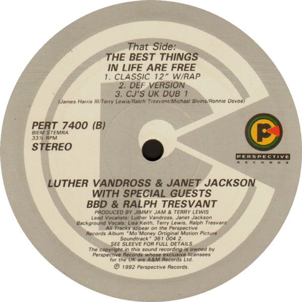 Luther Vandross & Janet Jackson With Special Guests Bell Biv Devoe & Ralph Tresvant - The Best Things In Life Are Free | Perspective Records (PERT 7400) - 4