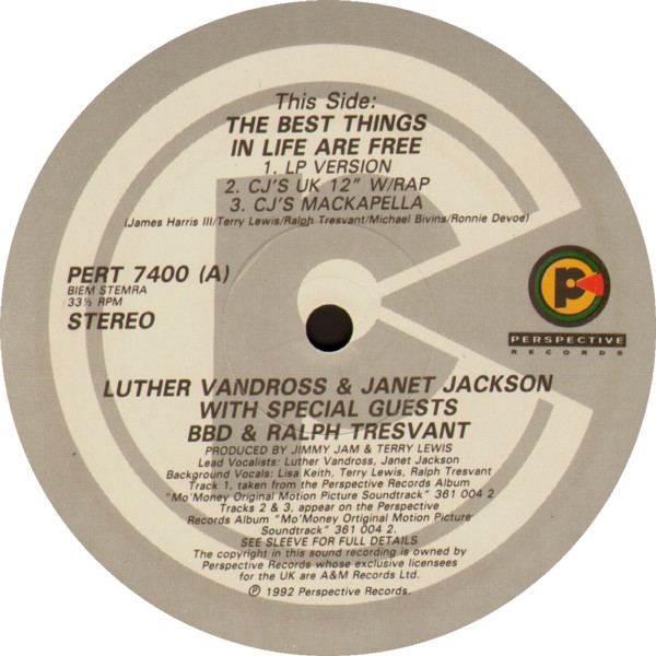 Luther Vandross & Janet Jackson With Special Guests Bell Biv Devoe & Ralph Tresvant - The Best Things In Life Are Free | Perspective Records (PERT 7400) - 3